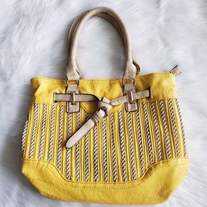 Women's faux leather yellow shoulder bag